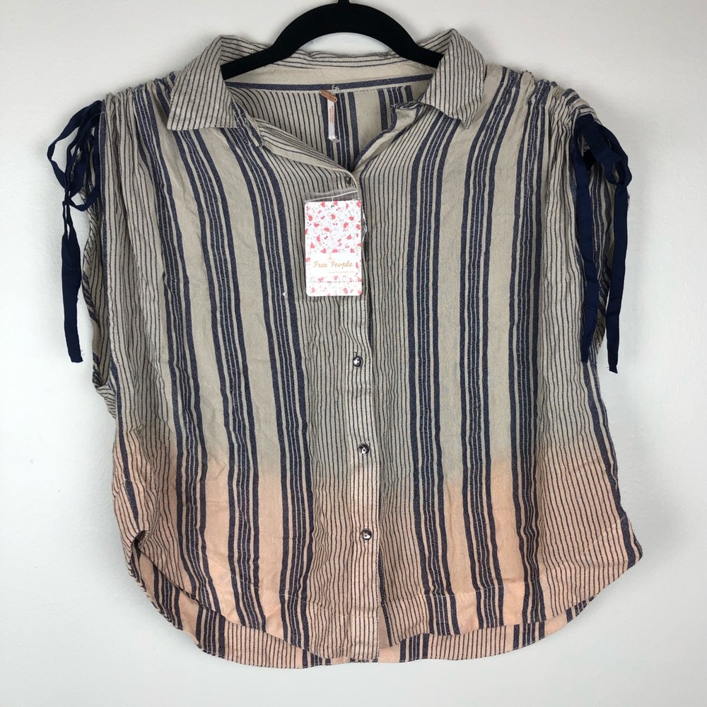 Free People Ombré button down short sleeve shirt